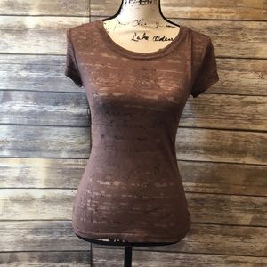 Zenana Outfitters brown burnout tee